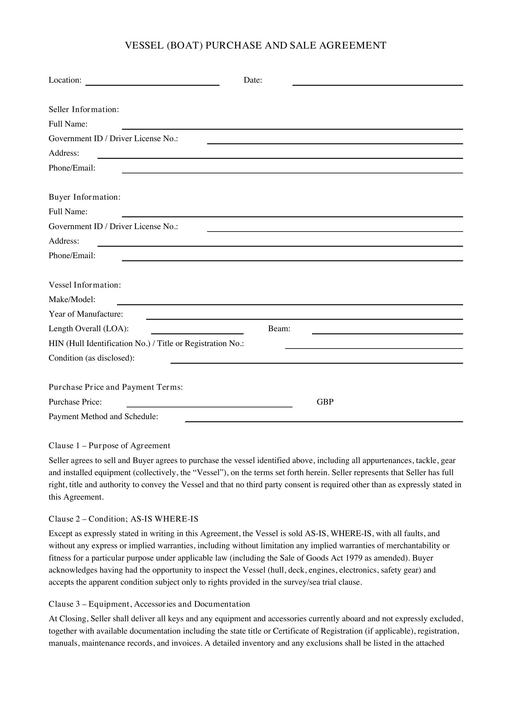 Agreement Contract Template - UK
