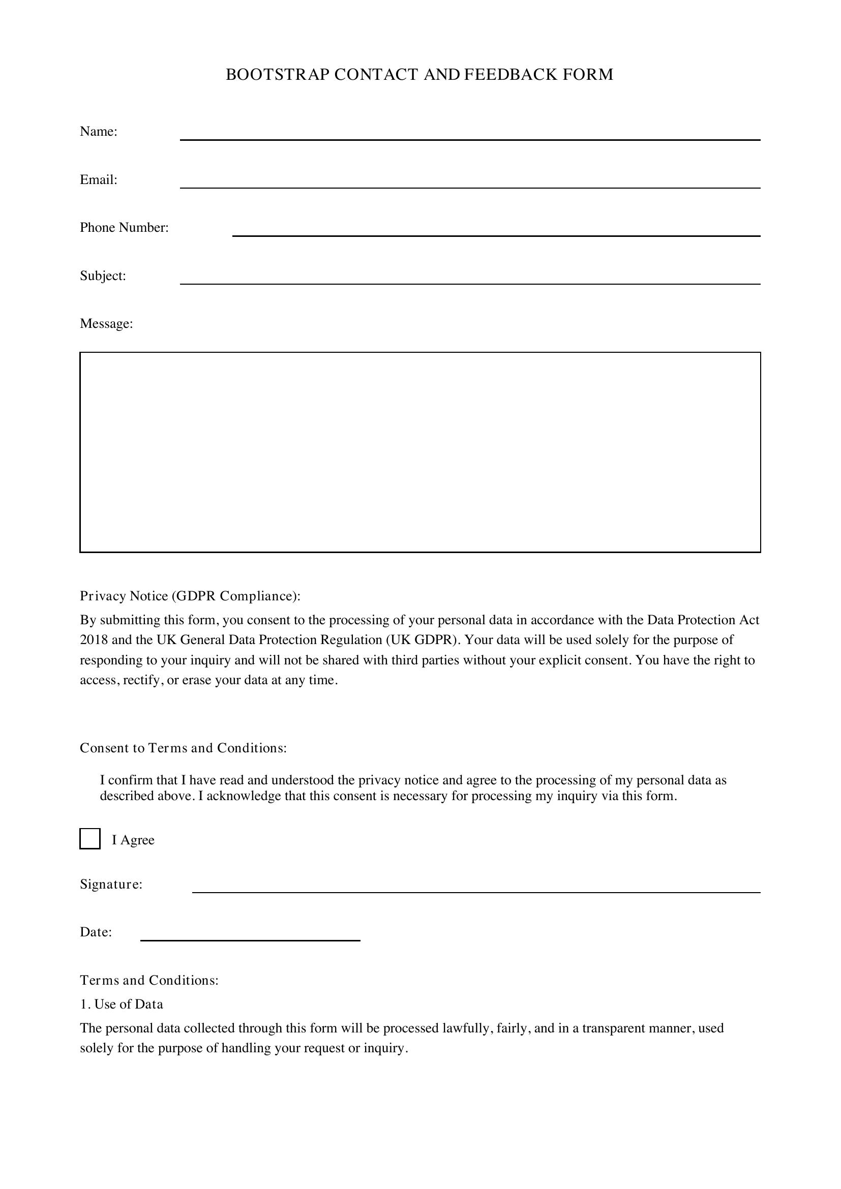 Bootstrap Form Template - UK