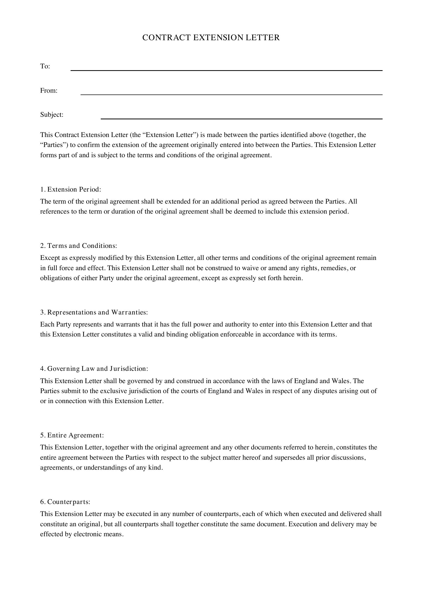 Contract Extension Letter Template - UK
