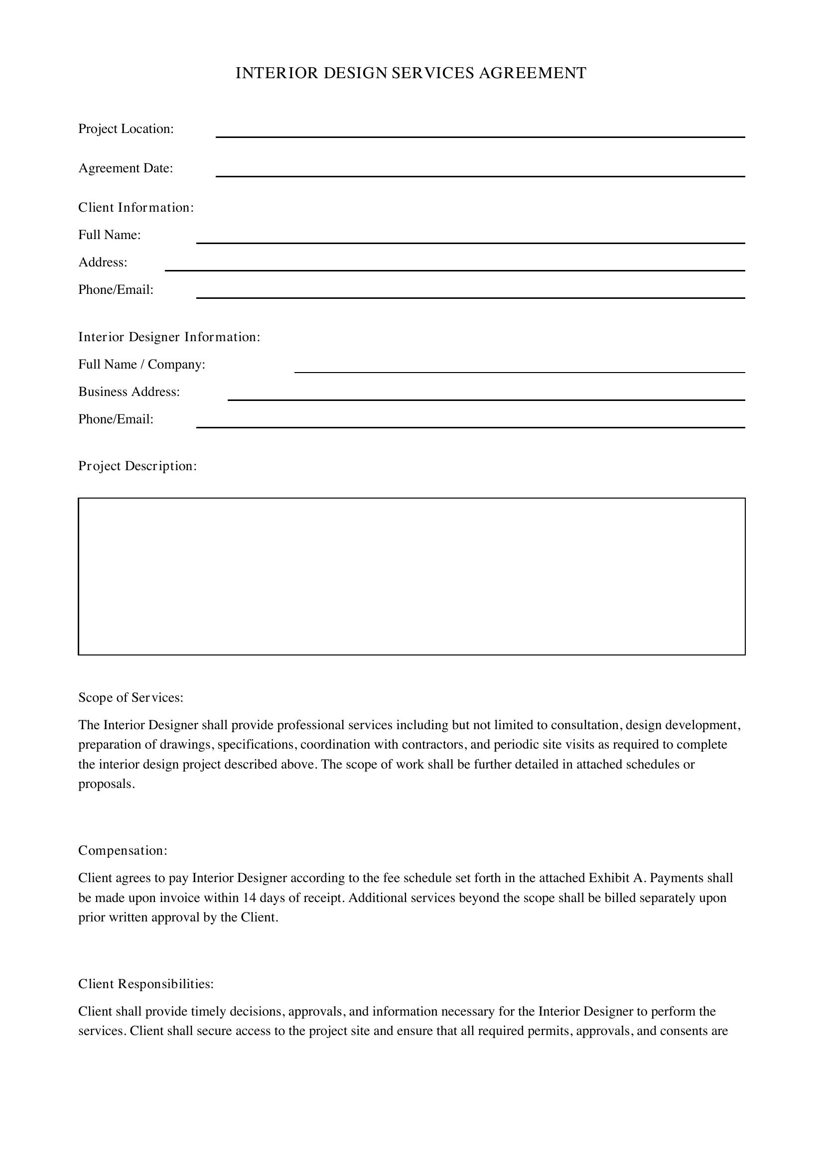 Interior Design Contract Template - UK