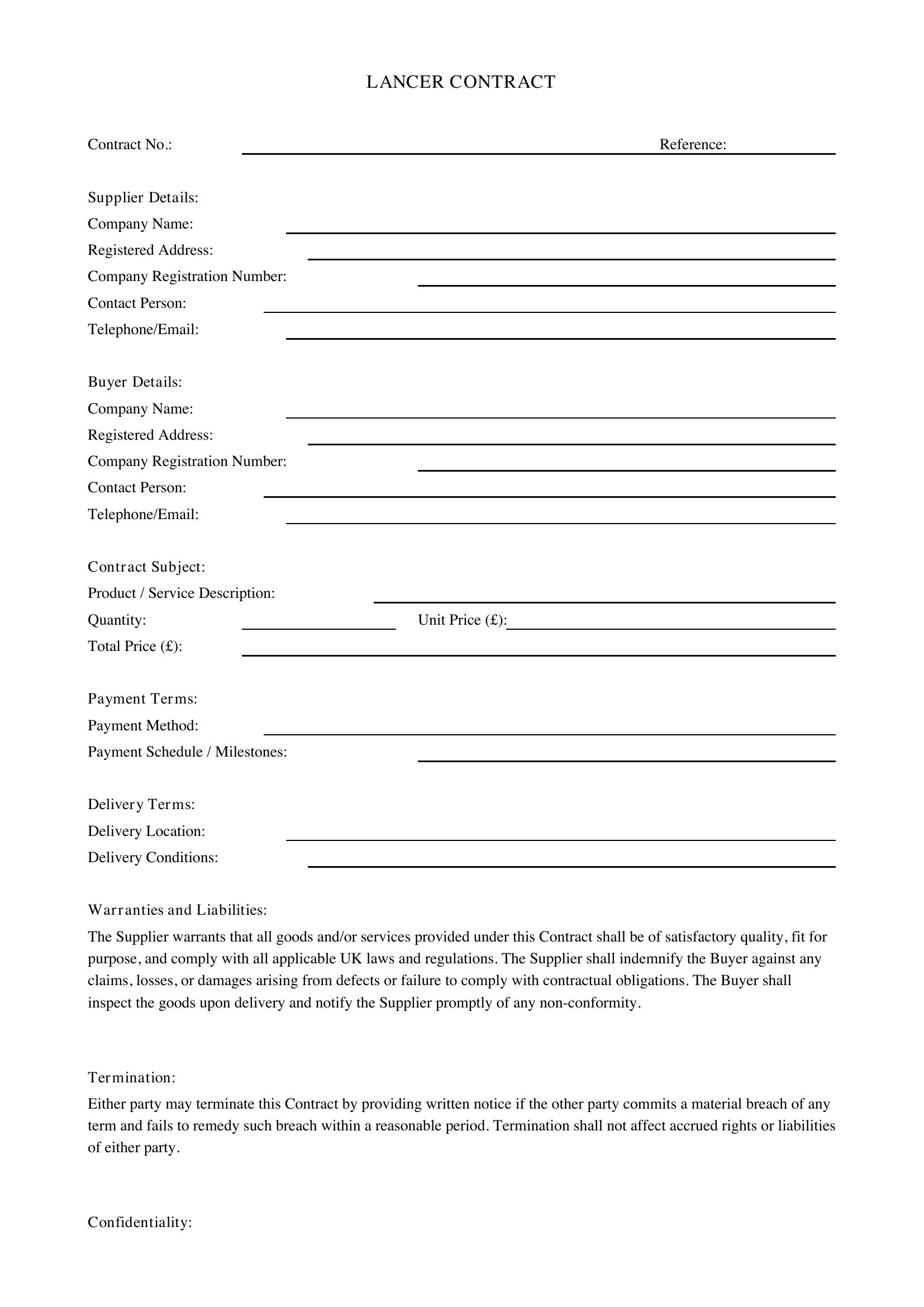 Lancer Contract Template - UK