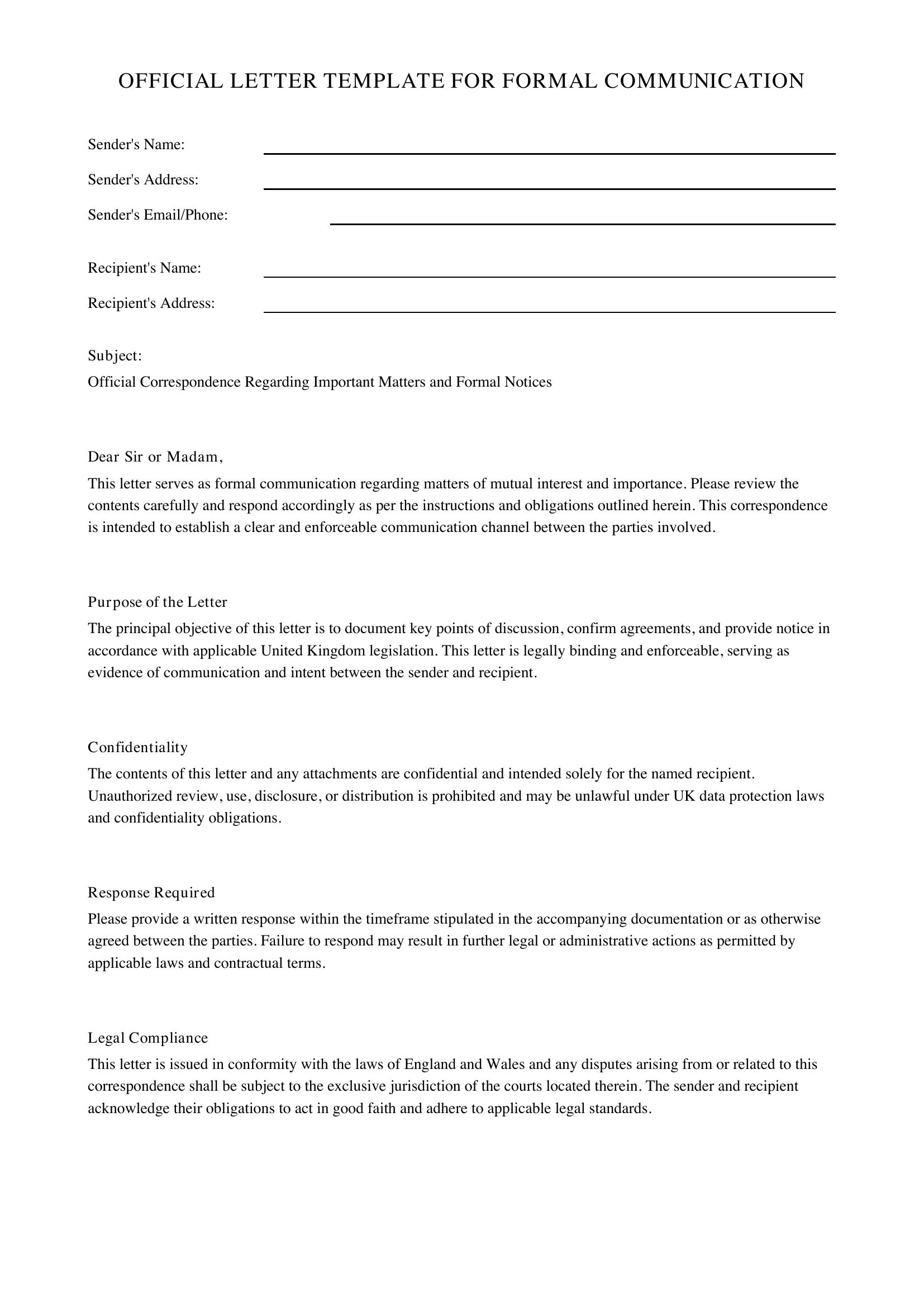 Letter Design Template - UK