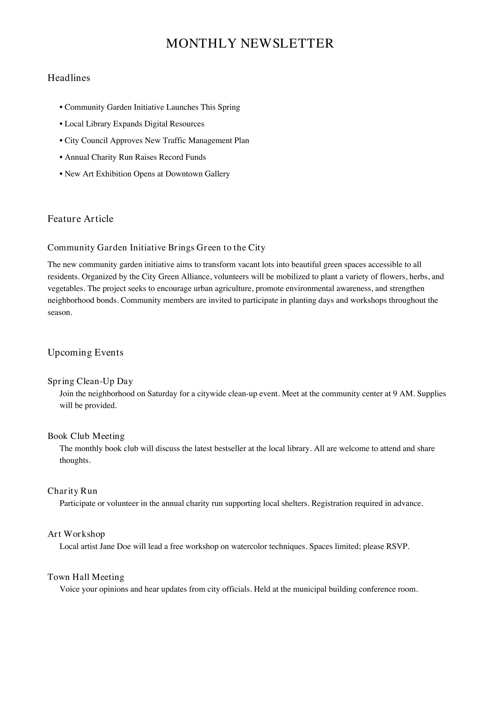 News Letter Template - UK