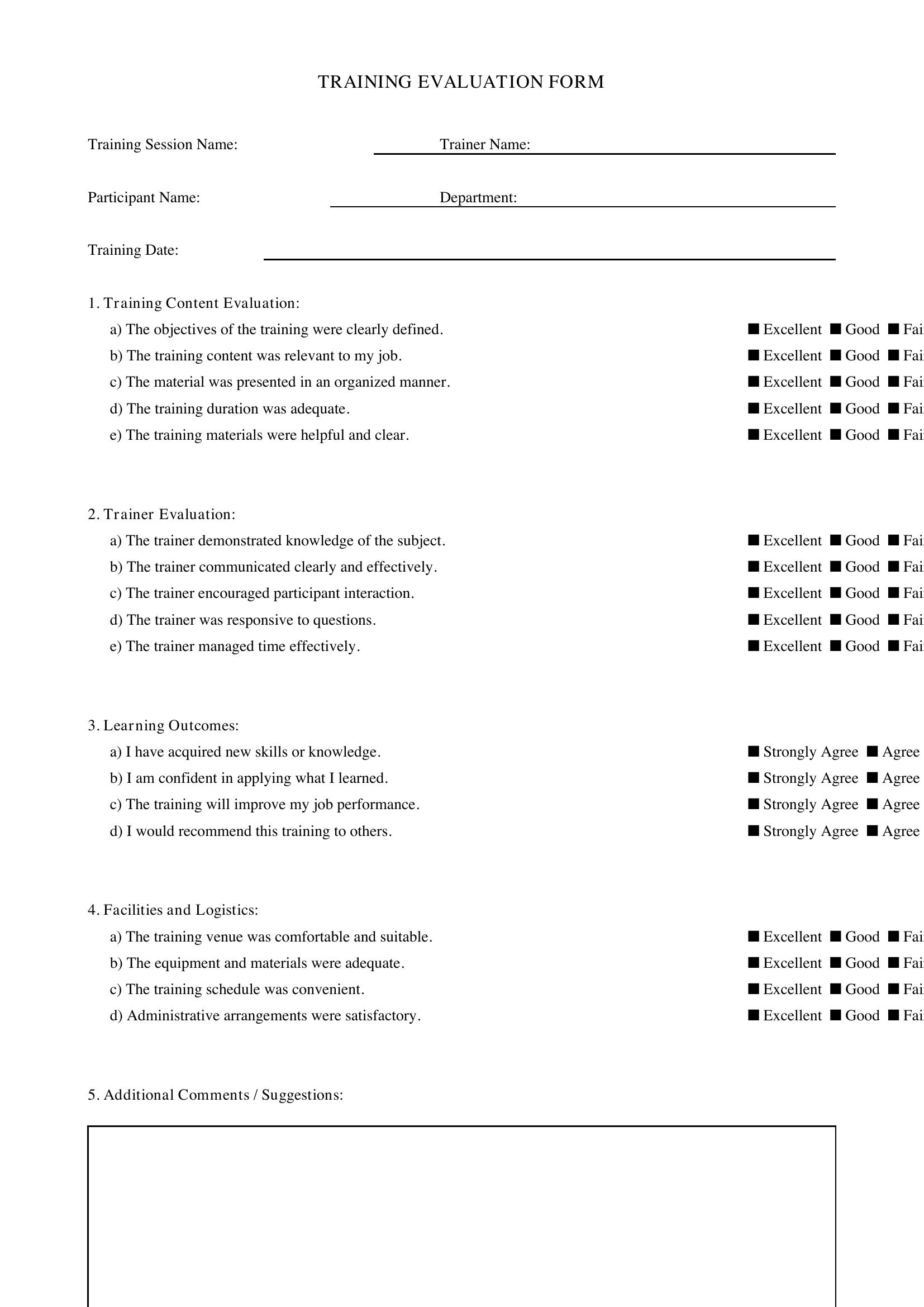 Training Evaluation Form Template - UK